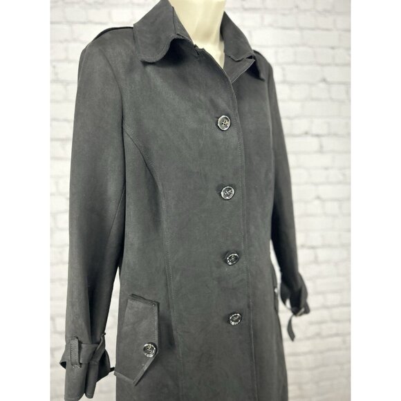Yaly Couture Black 5 Button Collared Long Sleeve Over Coat Jacket Size Medium M - Picture 10 of 11